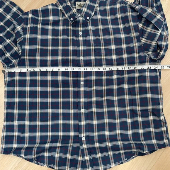 LL Bean Men’s Plaid Long Sleeve Shirt Button Up Size Large Red/Blue - Picture 2 of 5